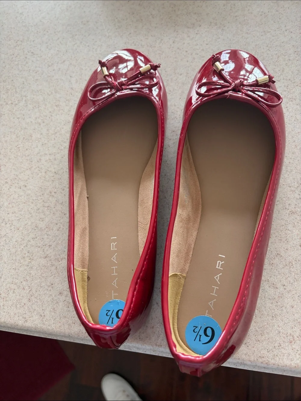 Tahari Red Patent Bow Ballet Flats
